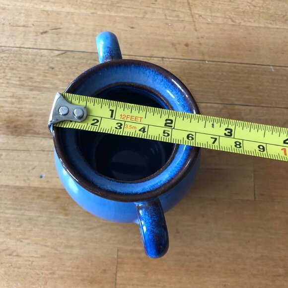 Pittsfield Pottery Vermont Handmade Ceramic Bowl w/ Handles Milky Blue Brown - Picture 5 of 8